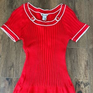 Peter Nygard Red and White Sailor Collar Blouse